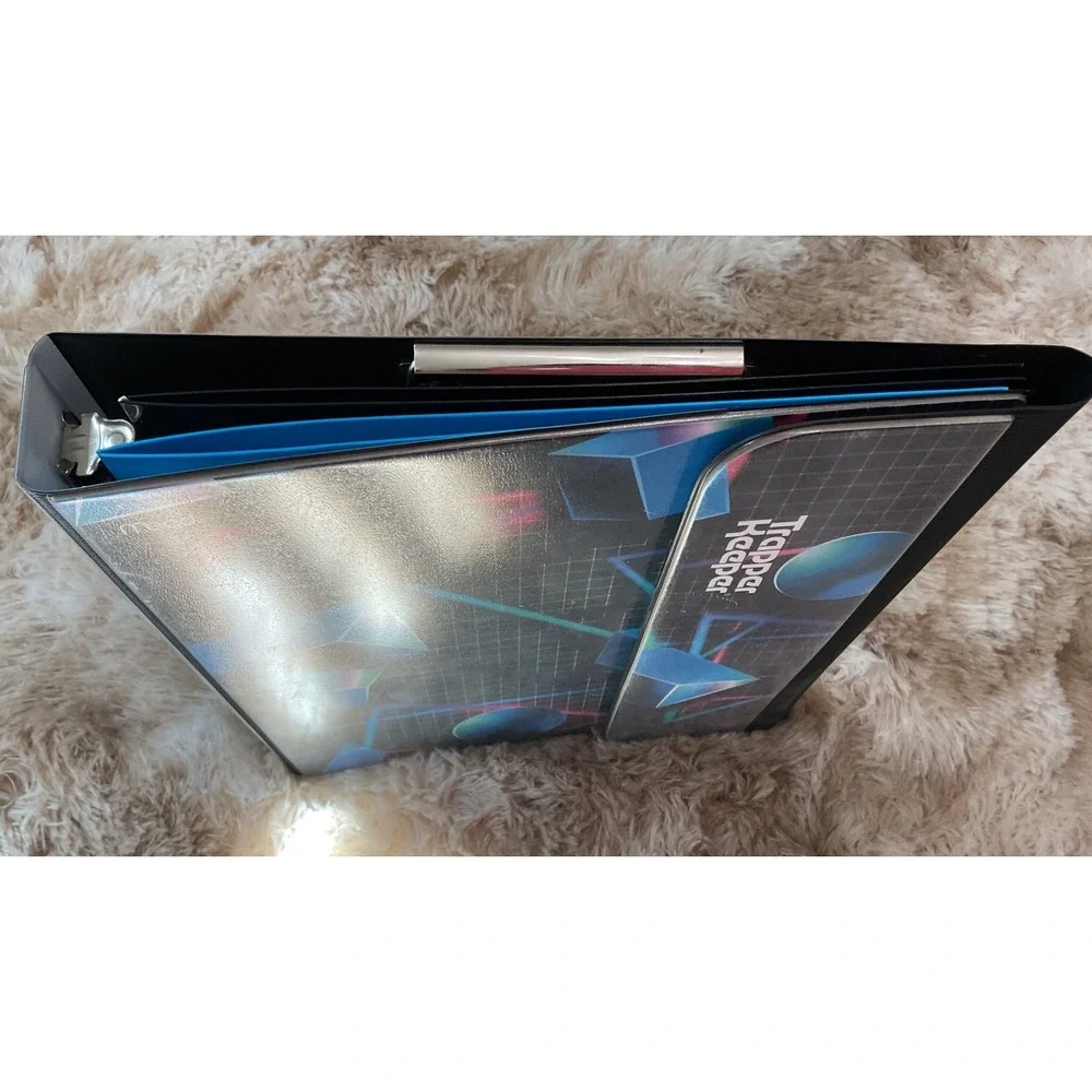 Mead Trapper Keeper Binder Retro Synthwave Geometric 3-Ring with 2 Portfolios